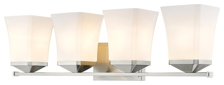 Zlite 1939-4V-BN 4-Light Vanity, Etched Opal