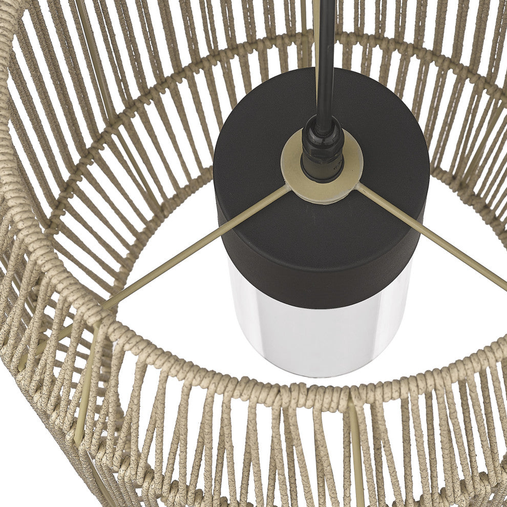 Seabrooke 1-Light Pendant Outdoor With Summer Sands Shade and Clear Glass Shade