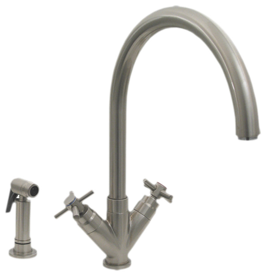 Whitehaus 3-03942SS85-BN Luxe+ Dual Handles Faucet With Swivel Spout, Nickel
