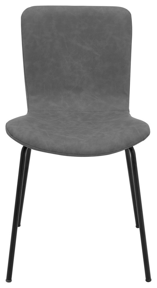 Benzara BM240774 Metal and Leatherette Dining Chair, Set of 2, Gray and Black