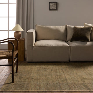 Label J Saith EDA06 Striped Green Runner Rug, 2'6"x8'