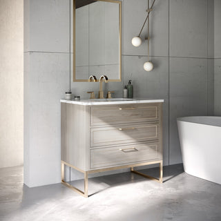 Markham 36" Single Bath Vanity Set, Cashmere Gray/Satin Brass, Quartz Countertop