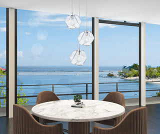 Boulder, 3-Light Cluster Pendant, Matte Chrome Finish, Clear Glass