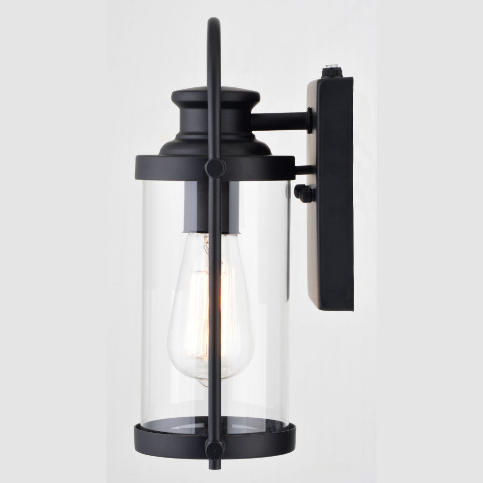 Winfield 1 Light Dusk to Dawn Matte Black Wall Lantern, 5.75"wx11.5"hx5.5"d