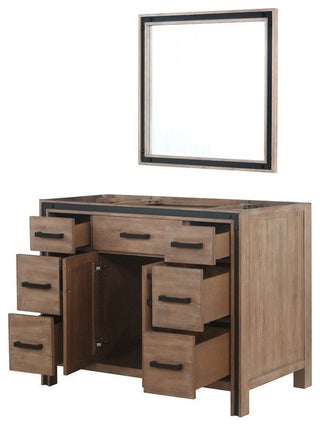 Ziva Rustic Barnwood 48" Single Vanity, no Top and 34" Mirror