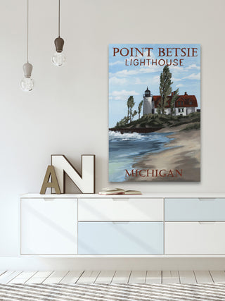 "Point Betsie Lighthouse" Painting Print on Wrapped Canvas, 40x60