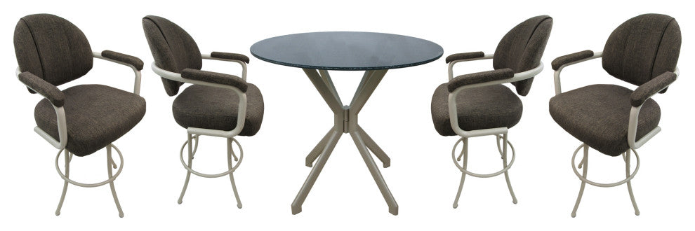 Swivel Counter Metal Pub Set - M-70 Stools 26" or 30", Sanora Brown - Beige, 26", Crackle Glass