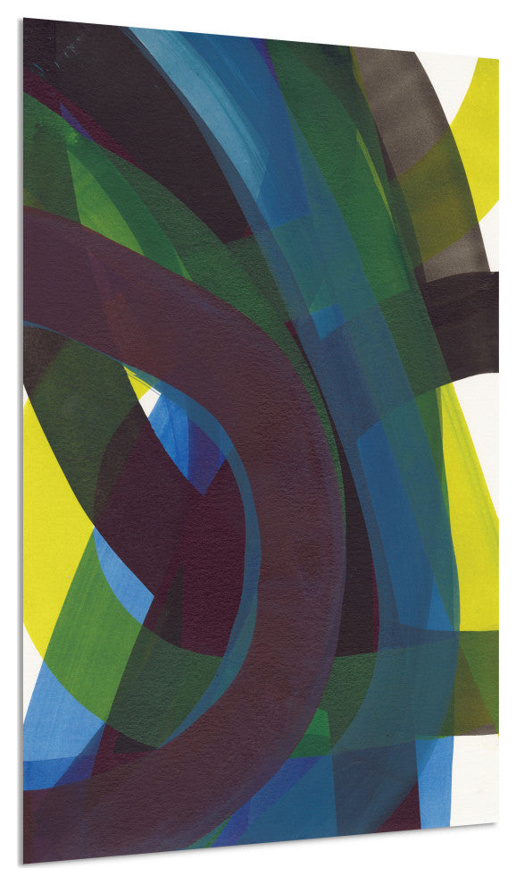 "Pigment Play II" Frameless Free Floating Tempered Glass Panel Graphic Wall Art
