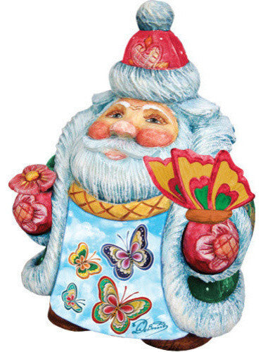 Hand Painted Scenic Santa With Butterflies Figurine