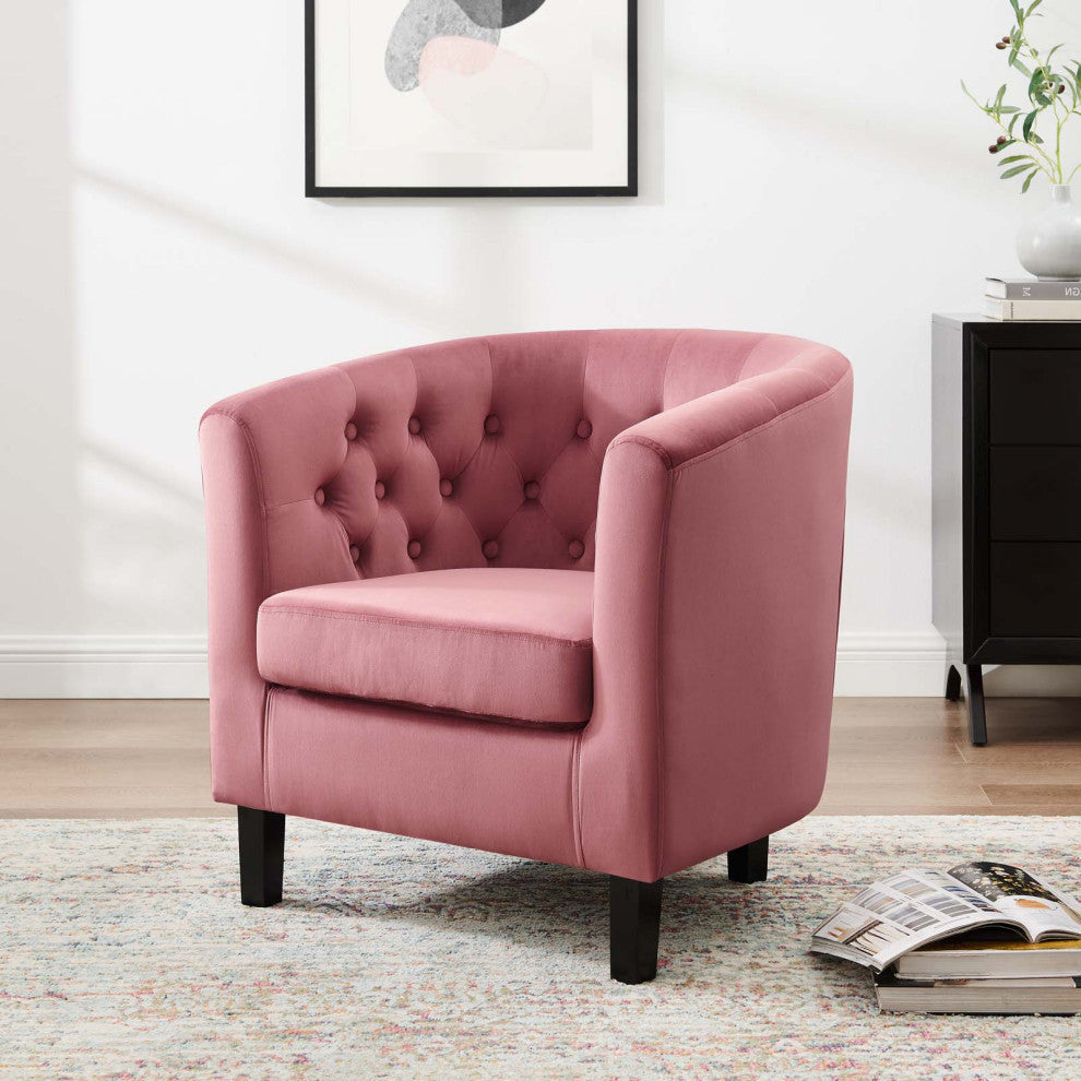 Armchair Accent Chair, Velvet, Pink, Modern, Living Lounge Hotel Hospitality
