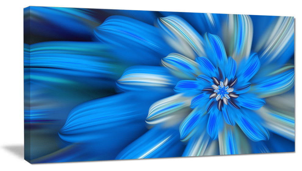 Exotic Dance of Blue Flower Petals, Large Floral Canvas Art Print, 60"x28"