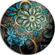 Lighted Blue Fractal Blue Flowers, Floral Disc Metal Artwork, 36"