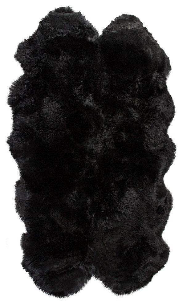 100% New Zealand Sheepskin, Black, 4'x6'