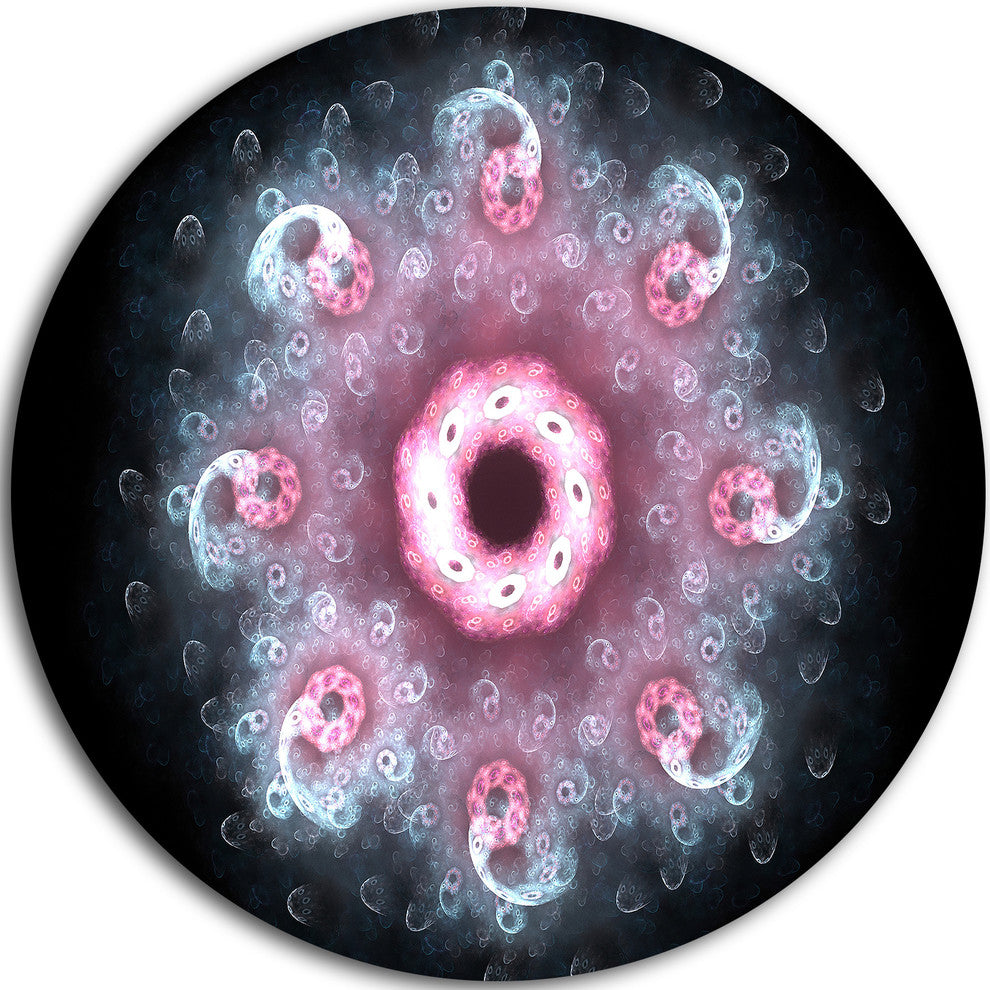 Pink Abstract Fractal Mandala Flower, Floral Round Wall Art, 23"