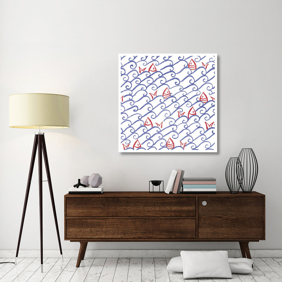"Coastal Birds Pattern V" Digital Paper Print by Farida Zaman, 42"x42"