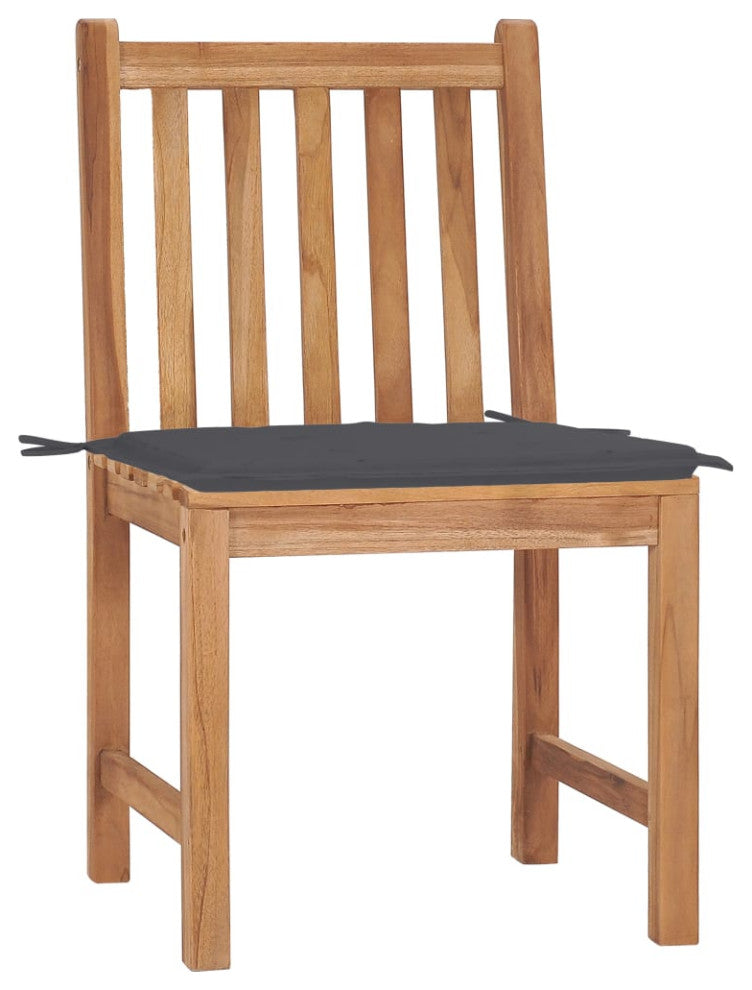 vidaXL 2x Solid Teak Wood Patio Chairs with Cushions Garden Lounge Seating