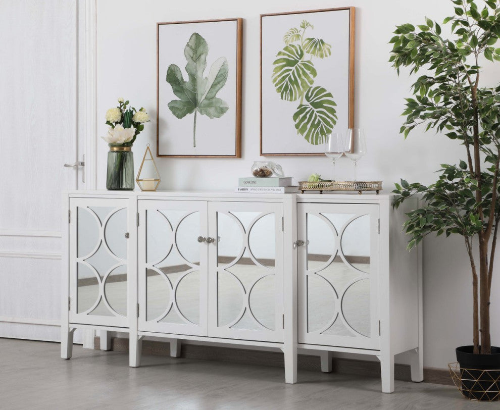 Magnus 72" Mirrored Credenza, White