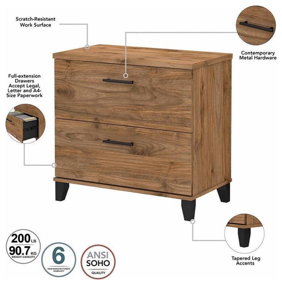 Pemberly Row 2 Drawer Lateral File Cabinet in Fresh Walnut - Engineered Wood