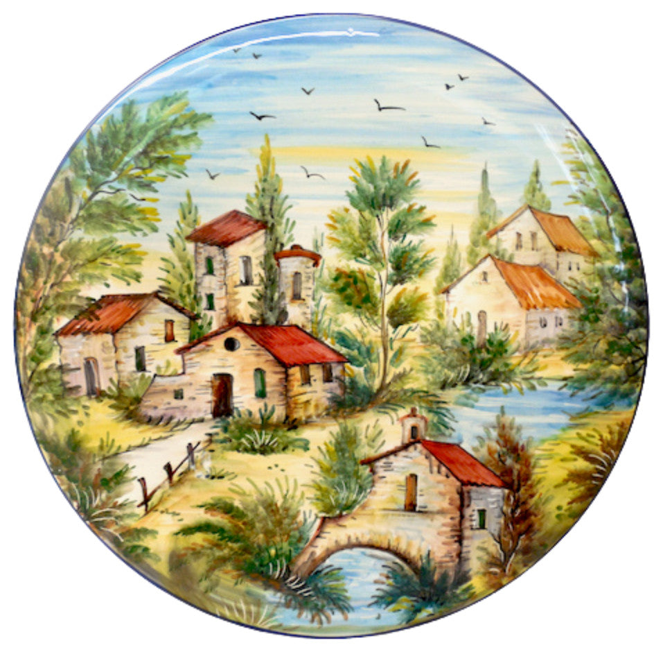Umbrian Ceramiche Favaroni Carlo Deruta Landscape 16"� Round Serving/Wall Platter