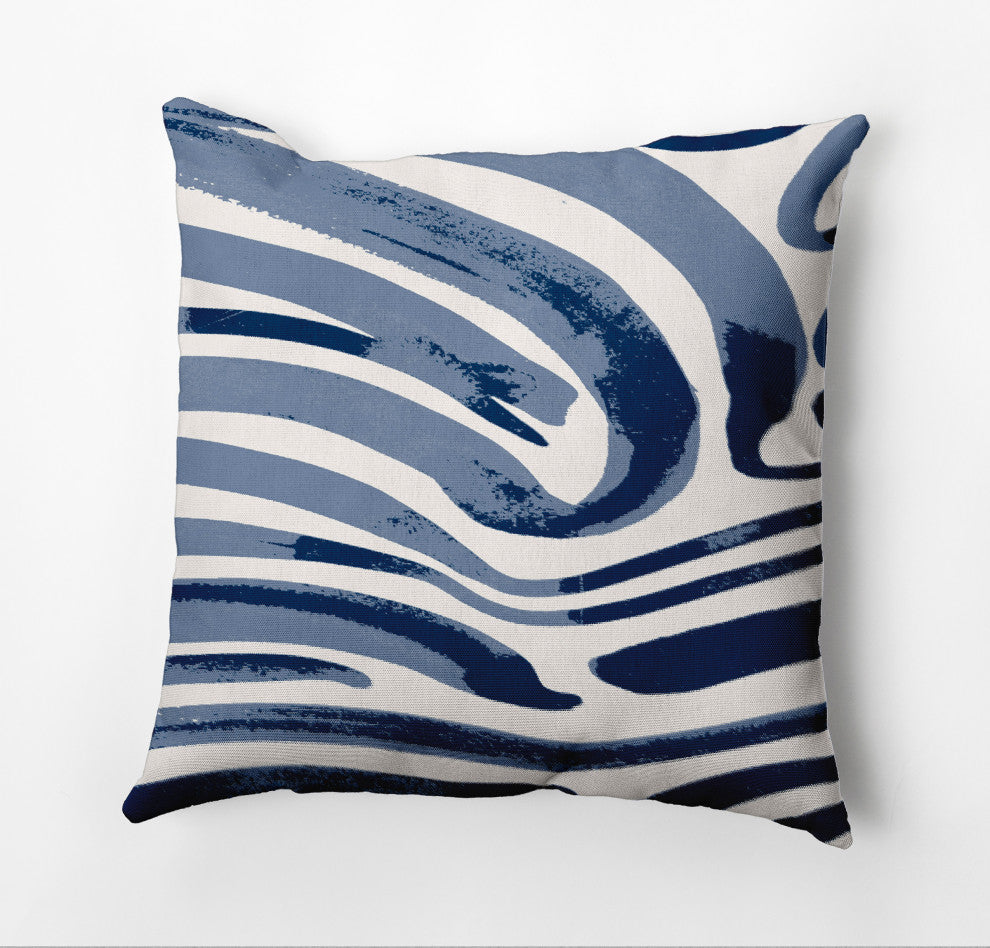 Dazzling Zebra Outdoor Pillow, Blue, 18"x18"