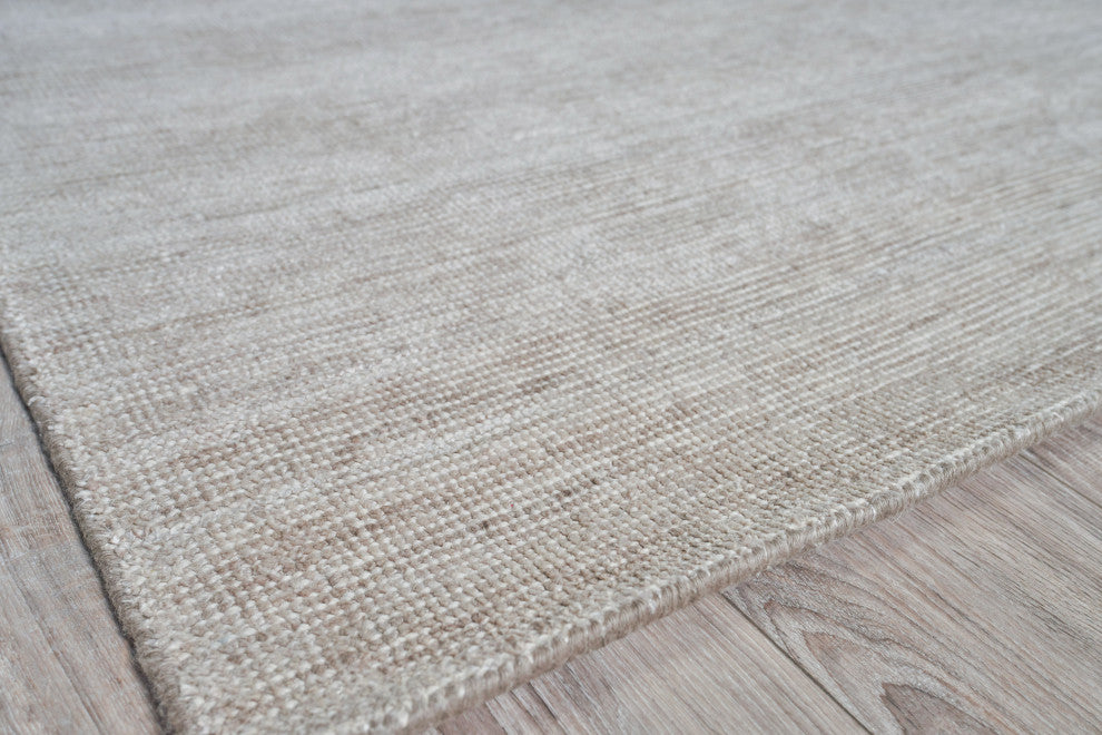 Catalina Hand Loomed Wool and Bamboo Silk Beige Area Rug, 9'x12'