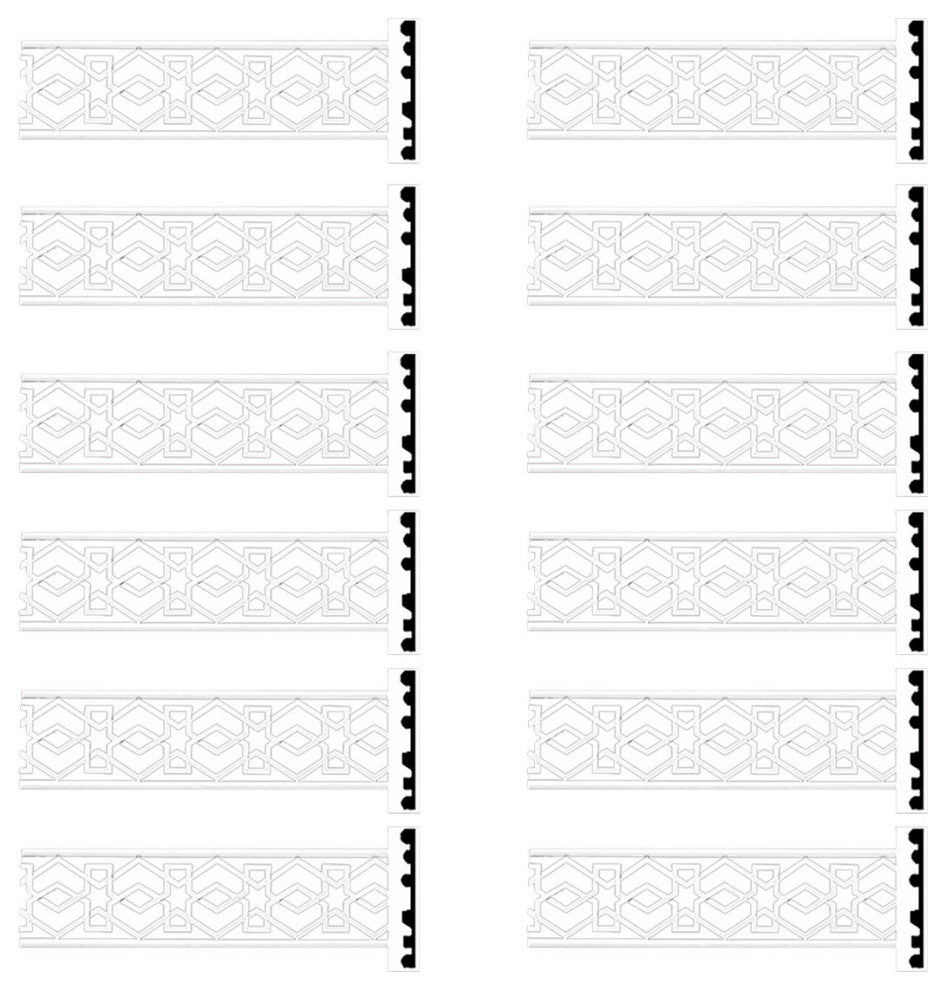 Crown Molding White Urethane Willoughby Ornate  12 Pieces Totaling 1128" Length