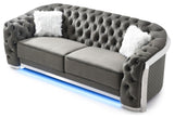 Sapphire Black Tufted Velvet Sofa With LED Lights, Gray
