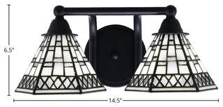 Paramount 2-Light Bath Bar, Matte Black, 7" Pewter Art Glass