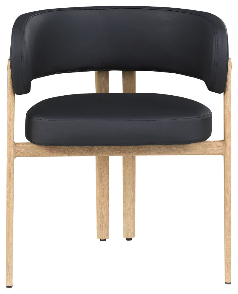 Gideon Black Faux Leather Dining Chair (Set of 2), Black, Natural Finish