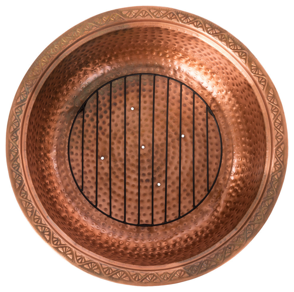 Palermo Round Hammered Wood Burning Fire Pit With Fire Tool