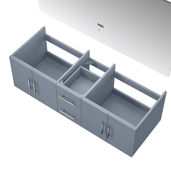 Geneva Transitional Dark Grey 60" Double Vanity with 60" Led Mirror, no Top