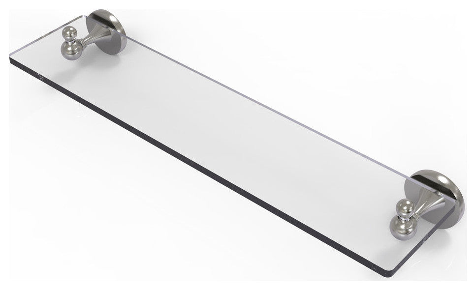 Shadwell 22" Glass Vanity Shelf with Beveled Edges, Satin Nickel