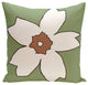Polyester Pillow, Floral, Green, Brown, 20"x20"