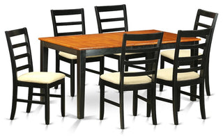 7-Piece Table Set, Dining Table and 6 Wood Chairs With Cushion
