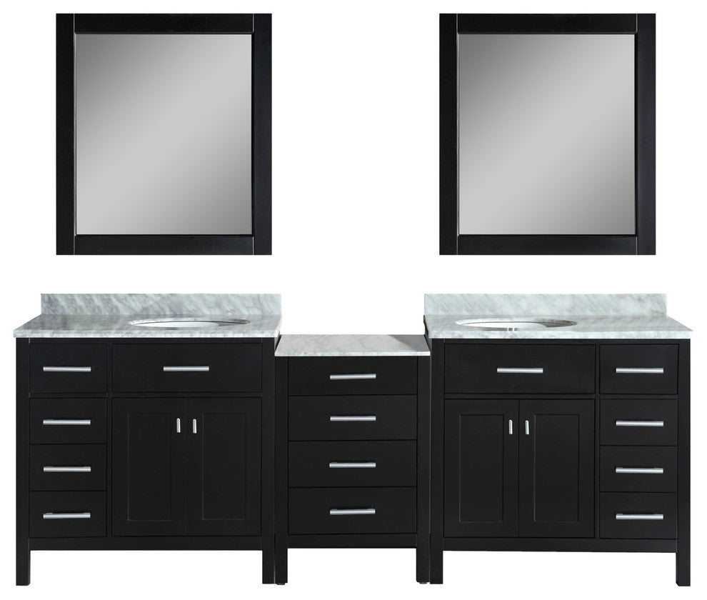 London 92" Double Sink Vanity Set, Espresso