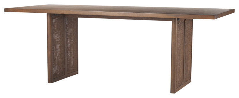 Grier 84L Medium Brown Wood With Cane Dining Table