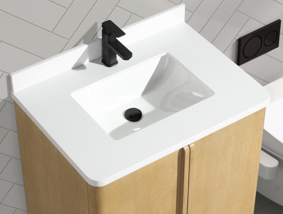 Lucas Bathroom Vanity, Washed Oak, 30", Single Sink, Freestanding