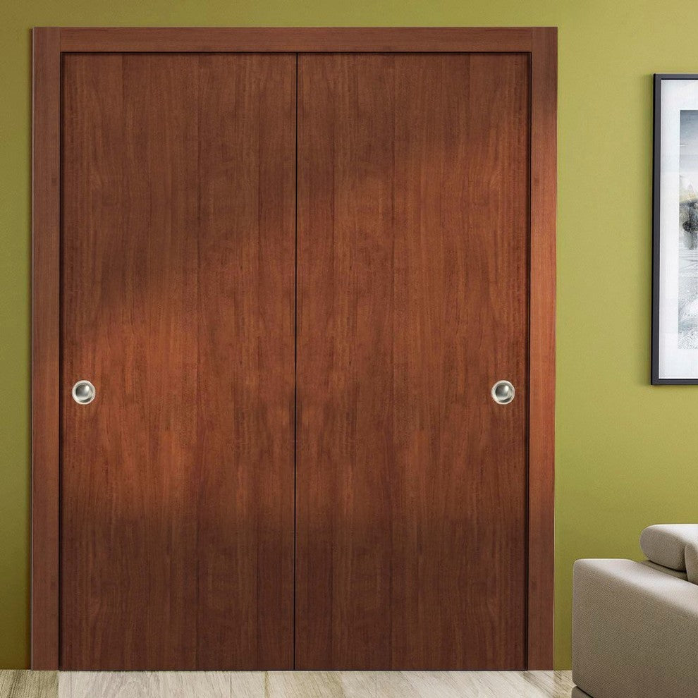 Sliding Closet Bypass Doors 48 x 80 & Hardware | Planum 0010 Walnut Modena