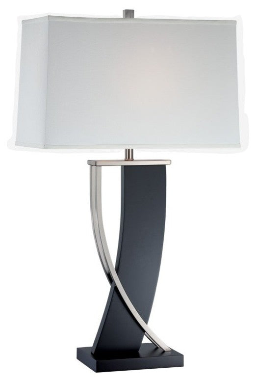 Estella Table Lamps in Dark Walnut Polished Steel with Off-White shade