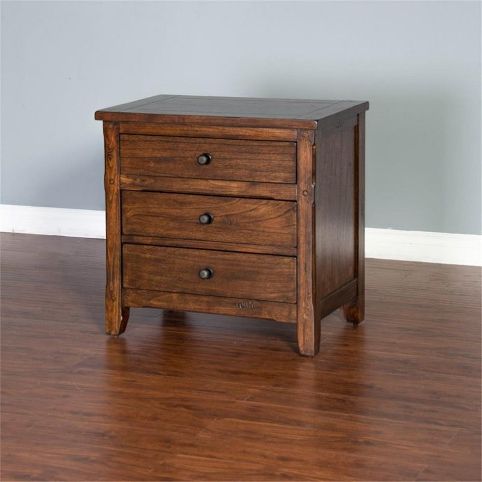 Pemberly Row 29" Petite Traditional Wood Night Stand in Dark Chocolate