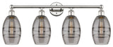 Edison-Vaz 4-Light 33" Bath Vanity Light, Polished Nickel, Light Smoke