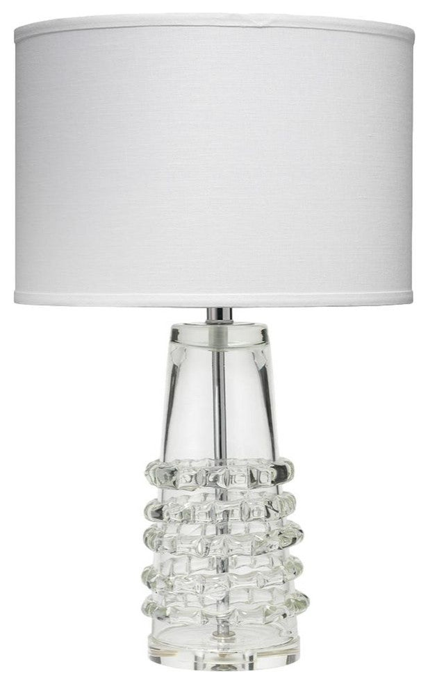 Classic Elegant Beaded Art Glass Clear Table Lamp 24 in Studded Column Shape
