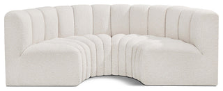 Arc Boucle Fabric Upholstered 4-Pc. Inward Curved Modular Sectional, Cream