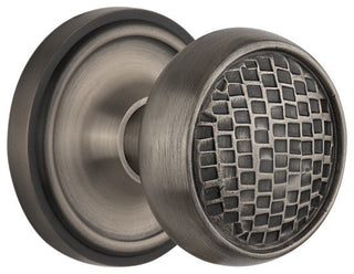 Classic Rosette Passage Craftsman Knob, Antique Pewter