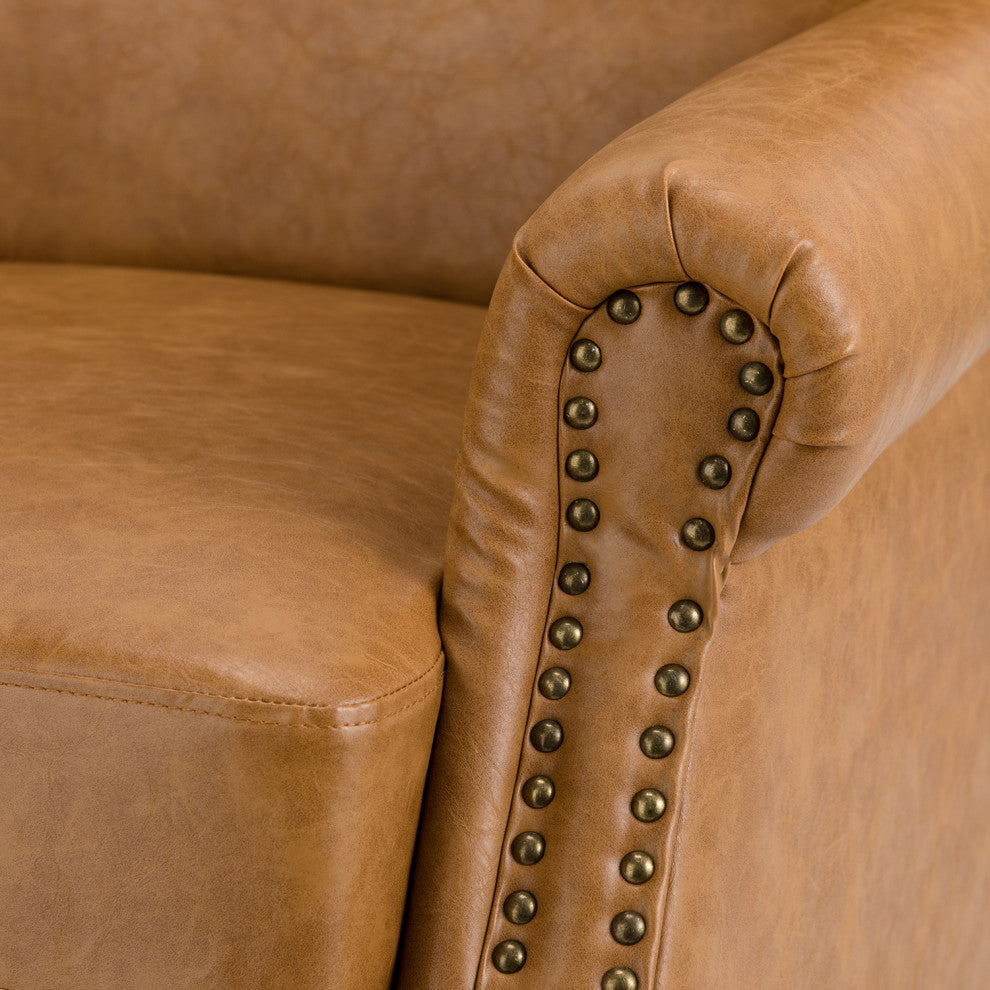 Jose Vegan Leather Armchair Set Of 2, Camel