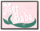 Pink & Green Shiny Mer Babe Mermaid Tail Oversized Framed Giclee Art, 16"x20"