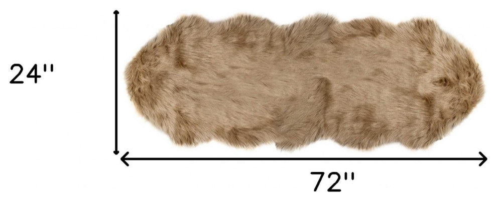 6' Tan Faux Sheepskin Flokati Washable Area Rug