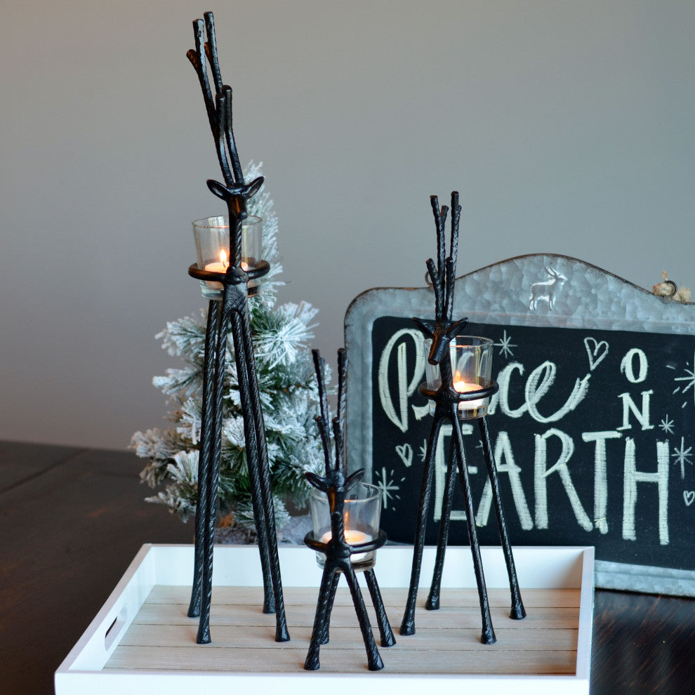 3 Piece Alpine Deer Tea Light Holders