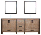 Ziva 84 Barnwood DB Vanity, Cultured Marble Top, Square Sink, 34 Mirrors, Faucet