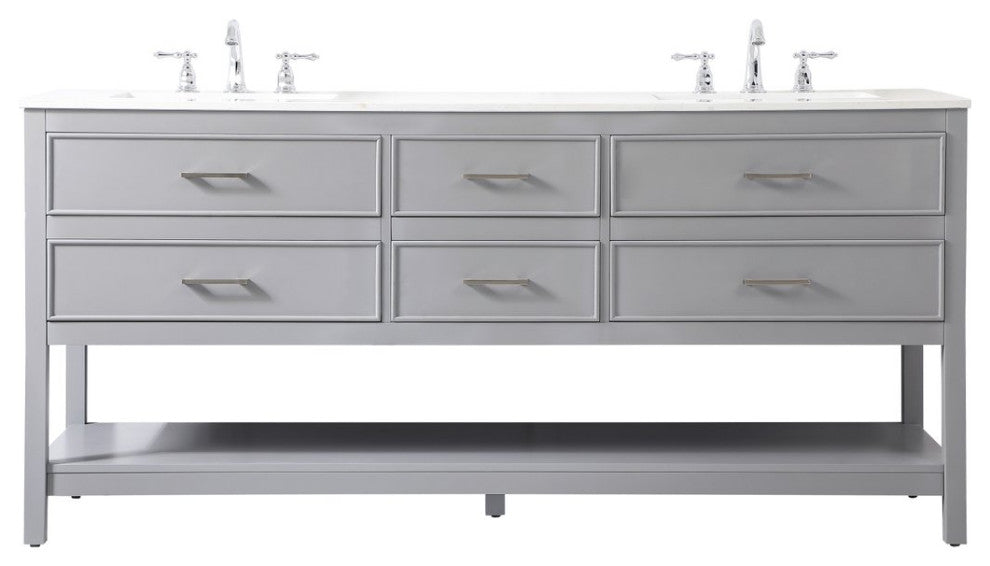 Sally 72" Double Bathroom Vanity, Gray